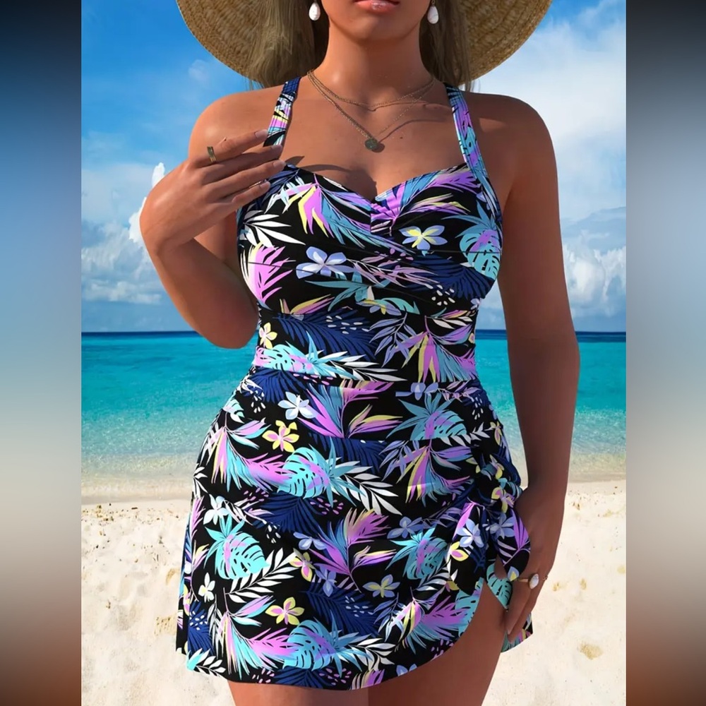 NEW 1 Piece Swimdress , multi floral #SW-D1-0106